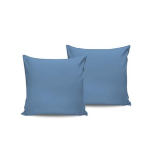 Ensemble de 2 taies d'oreiller, bleu, 100 % coton Ranforce
