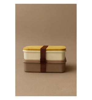 Brotdose (2-teilig) – Taupe und Gelb