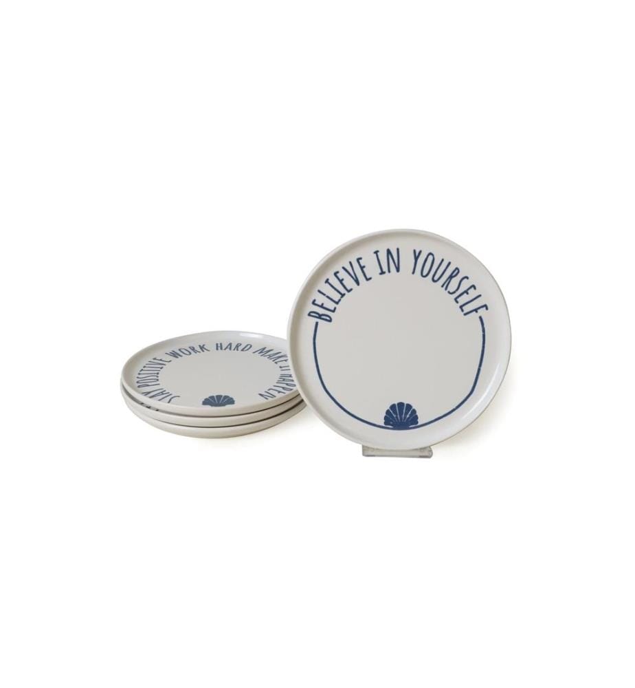Dessertteller (4 Stück) – weiss und marineblau