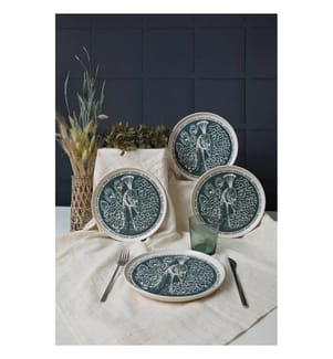 Dessertteller (4 Stück) – cremefarben und marineblau