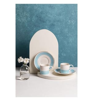 Kaffeeservice (4-teilig) – Weiss, Gold und Hellblau