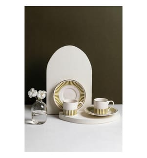 Kaffeeservice (4-teilig) – Weiss, Gold und Hellgrün