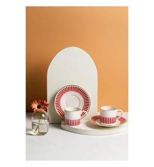Kaffeeservice (4-teilig) – Weiss, Gold und Rot