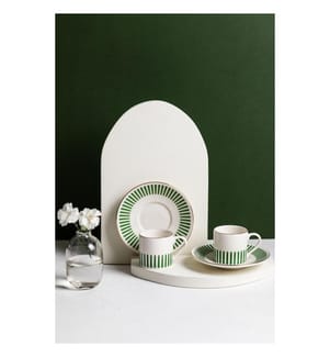 Kaffeeservice (4-teilig) – Weiss, goldfarben und dunkelgrün