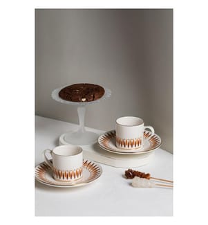 Kaffeeservice (4-teilig) – Weiss, Gold, Braun und Orange