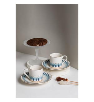 Kaffeeservice (4-teilig) – Weiss, Gold, Blau und Hellblau