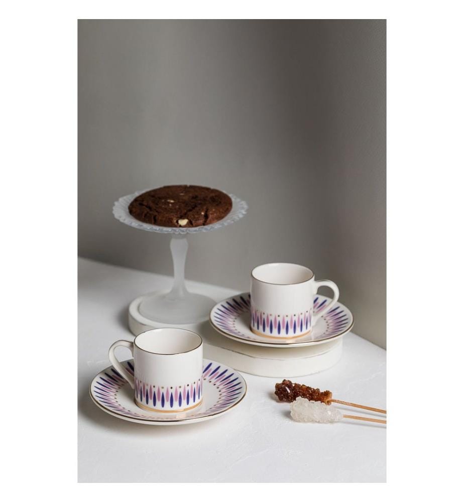 Kaffeeservice (4-teilig) – Weiss, Gold, Violett und Hellviolett
