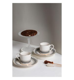 Kaffeeservice (4-teilig) – Weiss, Gold, Schwarz und Grau