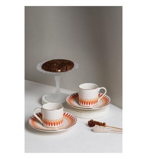 Kaffeeservice (4-teilig) – Weiss, Gold, Orange und Rot