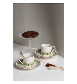 Kaffeeservice (4-teilig) – Weiss, Gold, Grün und Khaki