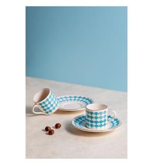 Kaffeeservice (4-teilig) – Weiss, Gold und Hellblau