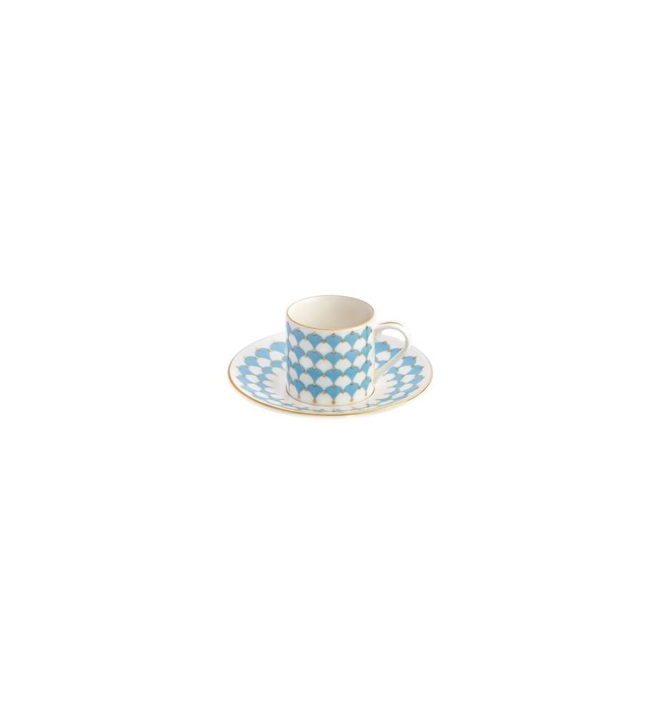 Kaffeeservice (4-teilig) – Weiss, Gold und Hellblau