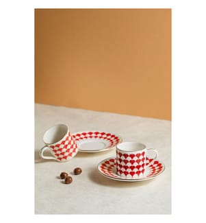 Kaffeeservice (4-teilig) – Weiss, Gold und Rot