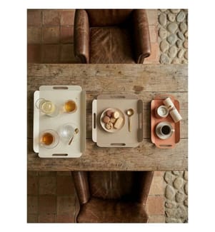 Tablett-Set (3-teilig) – cremefarben, braun und rosa