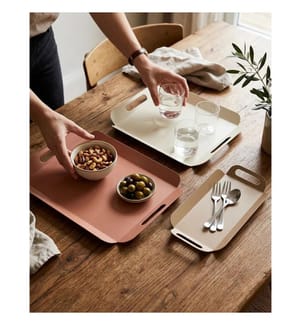 Tablett-Set (3-teilig) – rosa, cremefarben und braun
