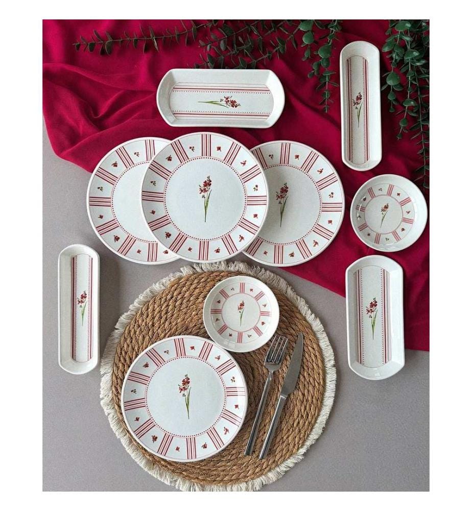 Frühstücksservice (14-teilig) – rosa und weiss