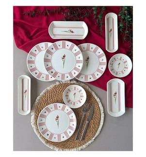 Frühstücksservice (14-teilig) – rosa und weiss