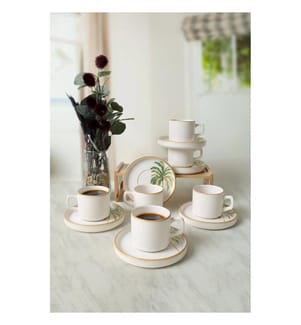 Teetassen-Set (12-teilig) – weiss, gelb und grün