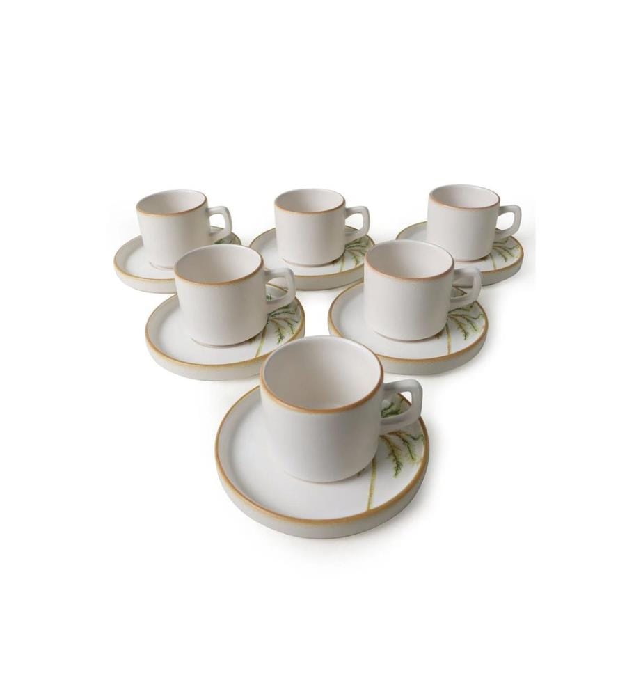 Teetassen-Set (12-teilig) – weiss, gelb und grün