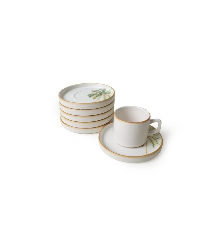 Teetassen-Set (12-teilig) – weiss, gelb und grün
