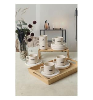 Teetassen-Set (12-teilig) – weiss und schwarz