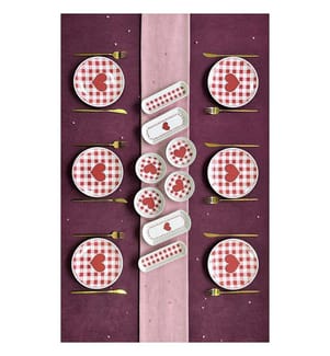 Frühstücksservice (14-teilig) – rosa und weiss