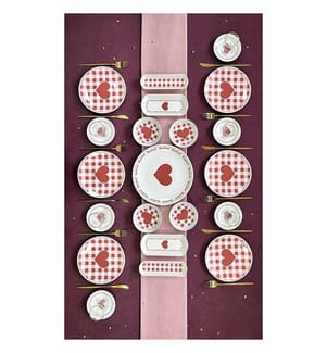 Frühstücksservice (21-teilig) – rosa und weiss