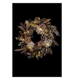 Blumenkranz, 50 LEDs, Ø65 cm - Braun