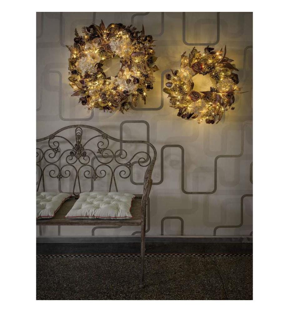 Couronne de Fleurs, 50 LEDs, Ø65 cm - Marron