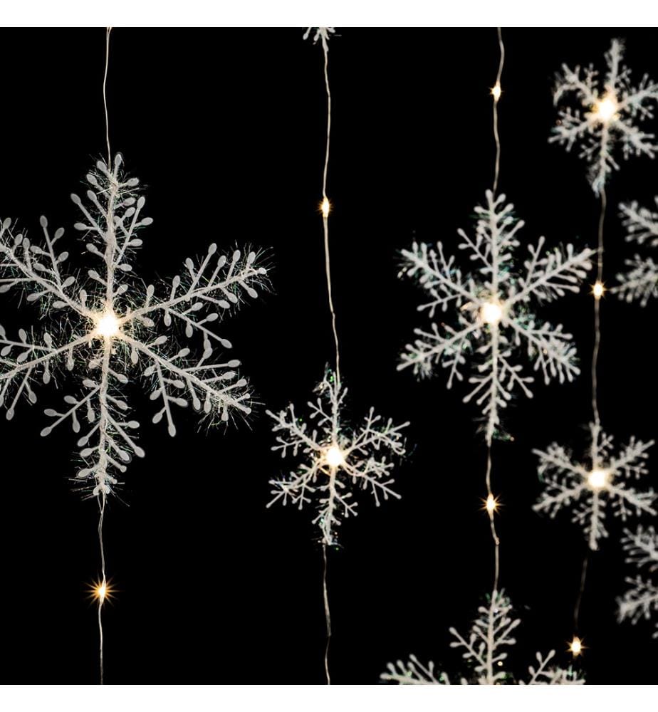 Décoration Lumineuse LED Snowflake Curtain - Blanc