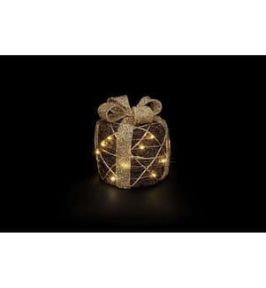 Geschenkbox, 30 LEDs - Braun & Gold