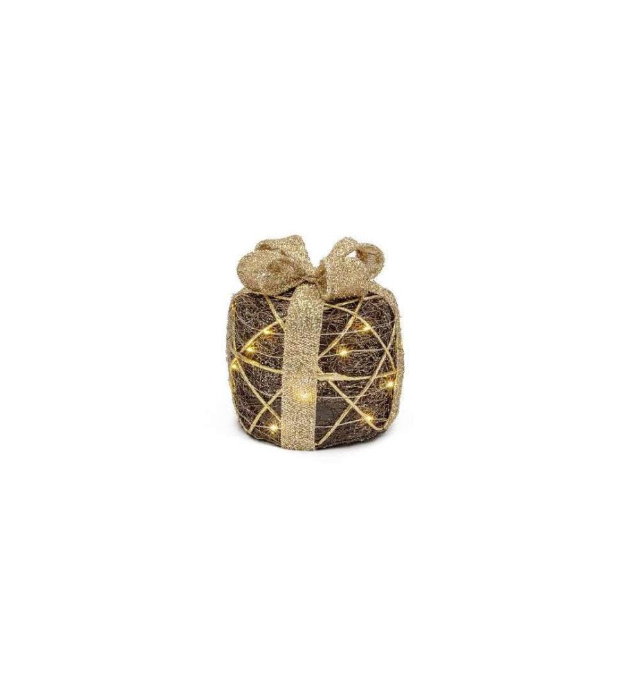 Cadeau, 30 LEDs - Marron & Or