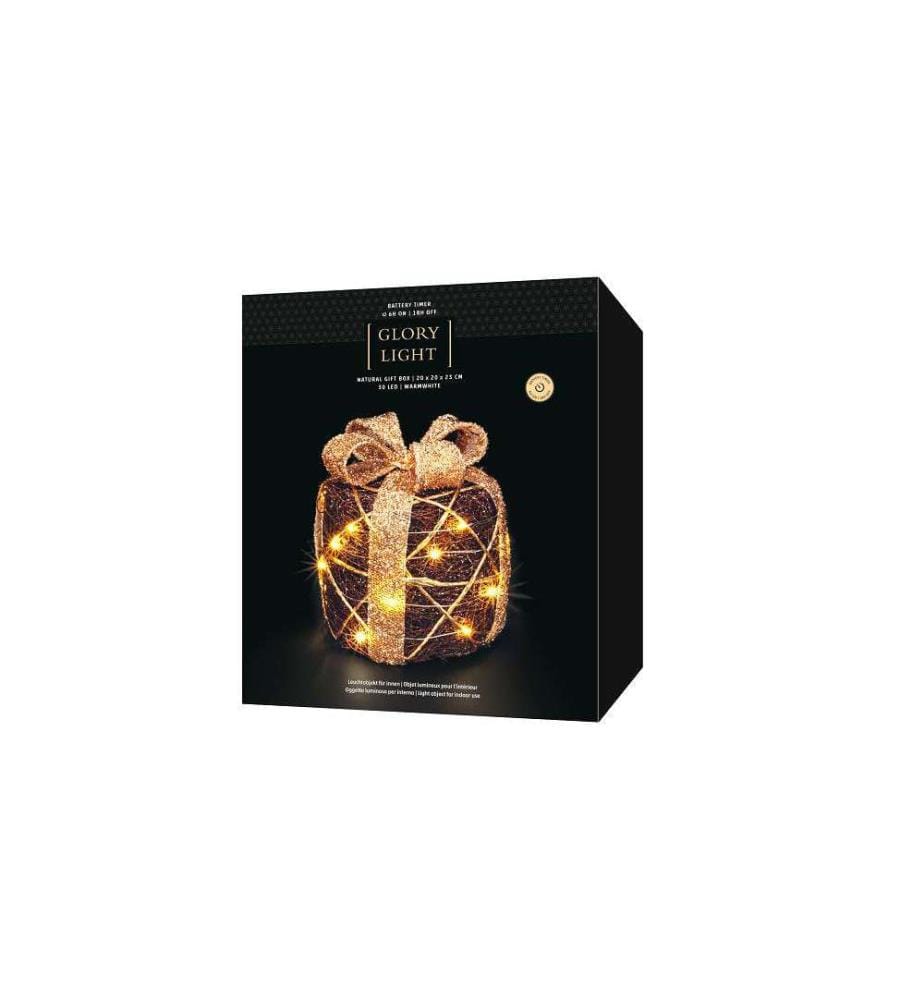 Cadeau, 30 LEDs - Marron & Or
