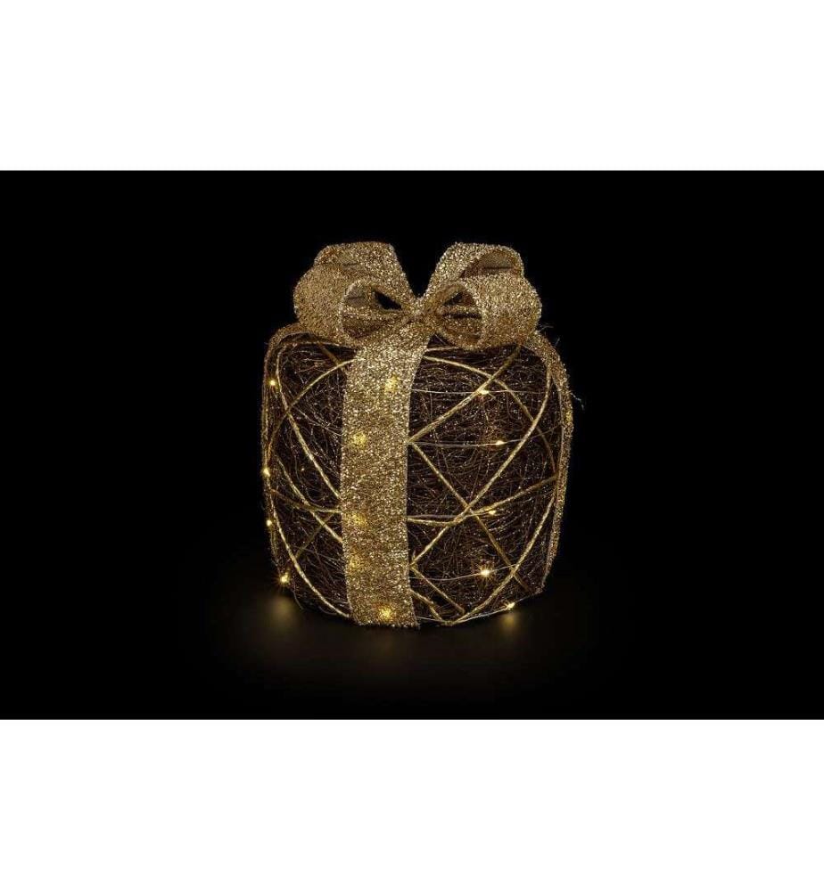 Cadeau, 40 LEDs - Marron & Or