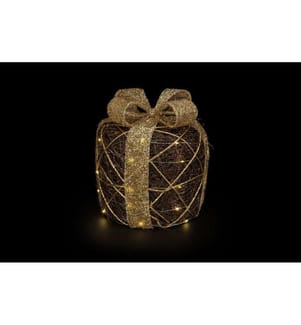 Geschenkbox, 40 LEDs - Braun & Gold