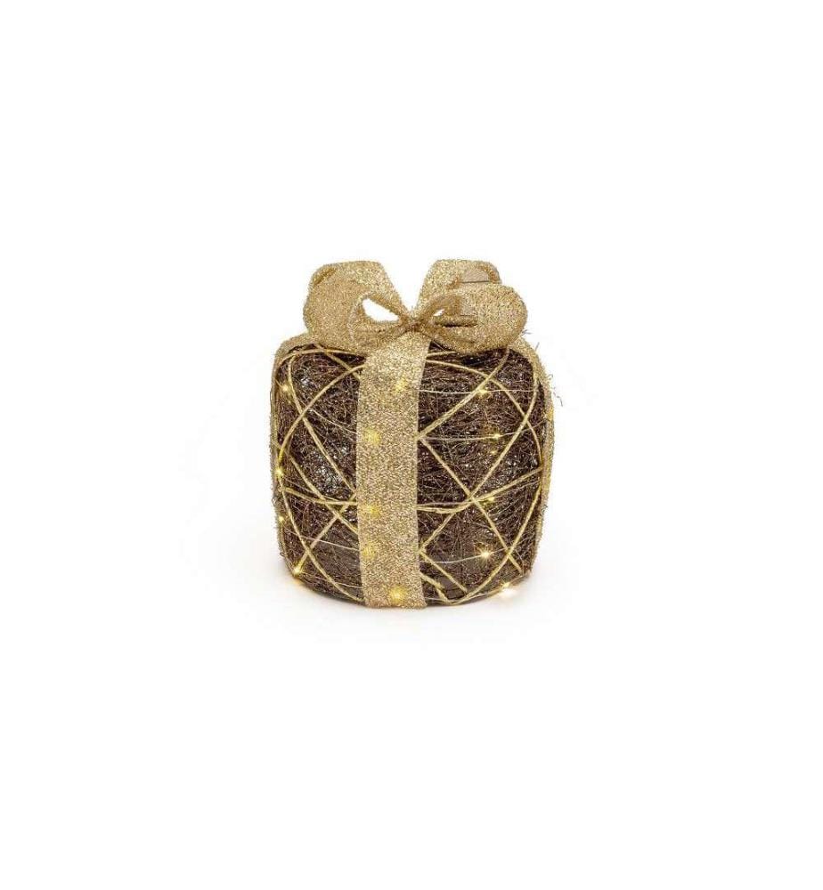 Cadeau, 40 LEDs - Marron & Or