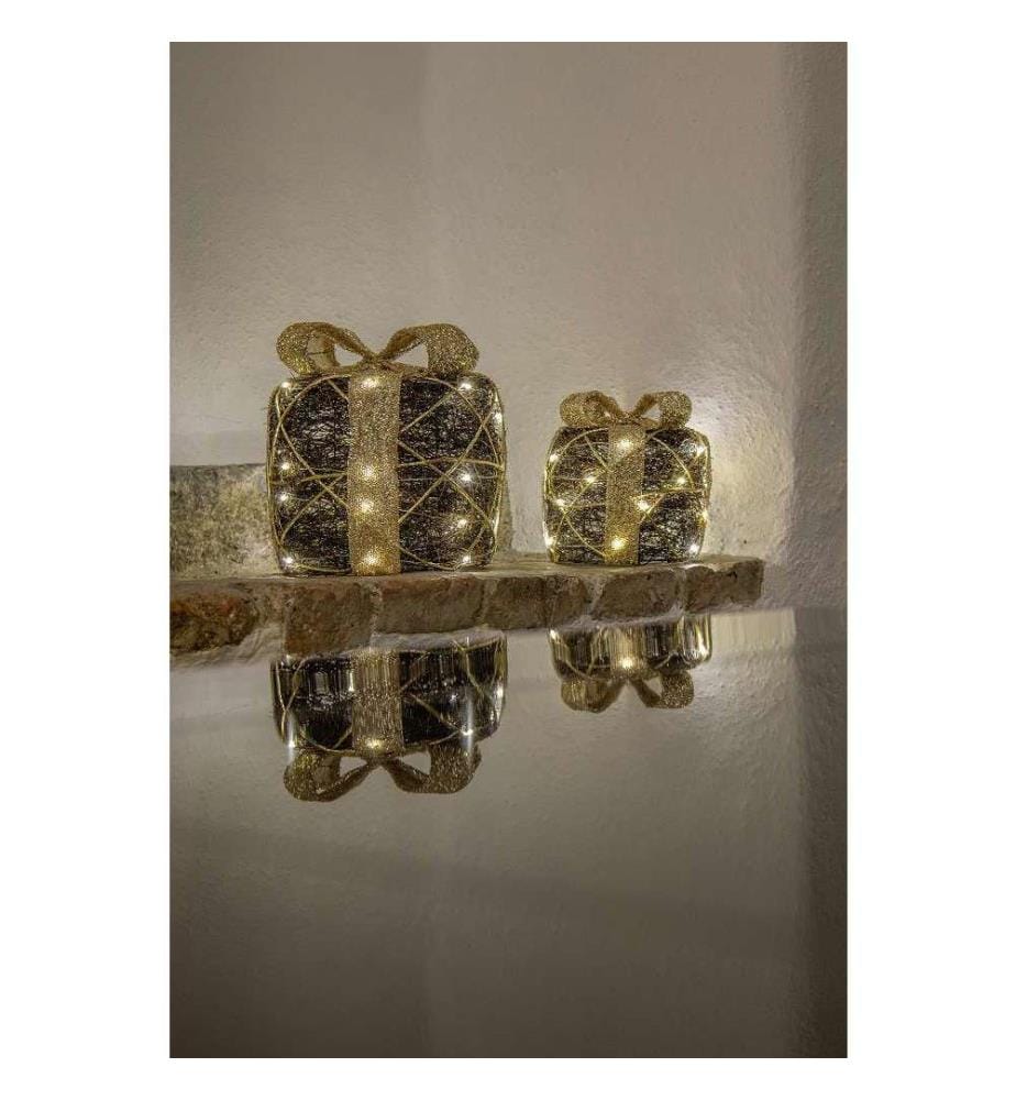Cadeau, 40 LEDs - Marron & Or