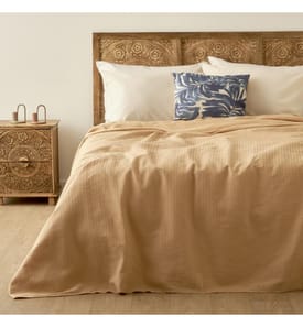 Doppelbettüberwurf aus Waffelpiqué Stormi 200x220 cm - Beige