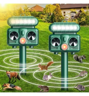 Lot de 2 Répulsifs Ultrason Solaires pour Animaux - Vert
