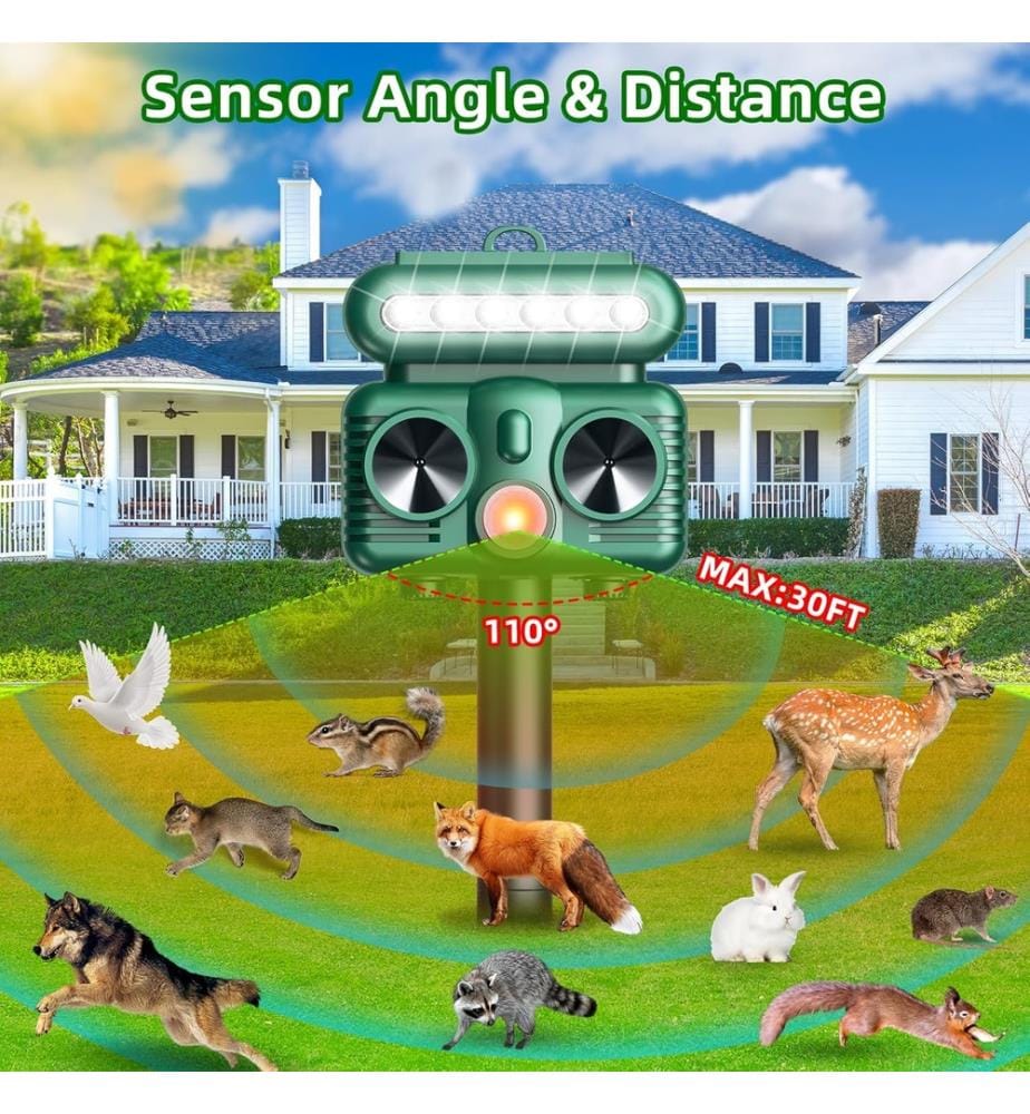 Lot de 2 Répulsifs Ultrason Solaires pour Animaux - Vert