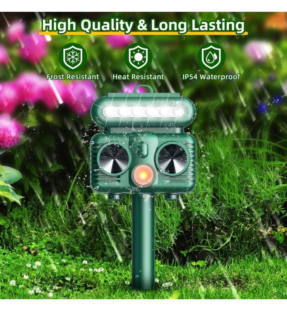 Lot de 2 Répulsifs Ultrason Solaires pour Animaux - Vert