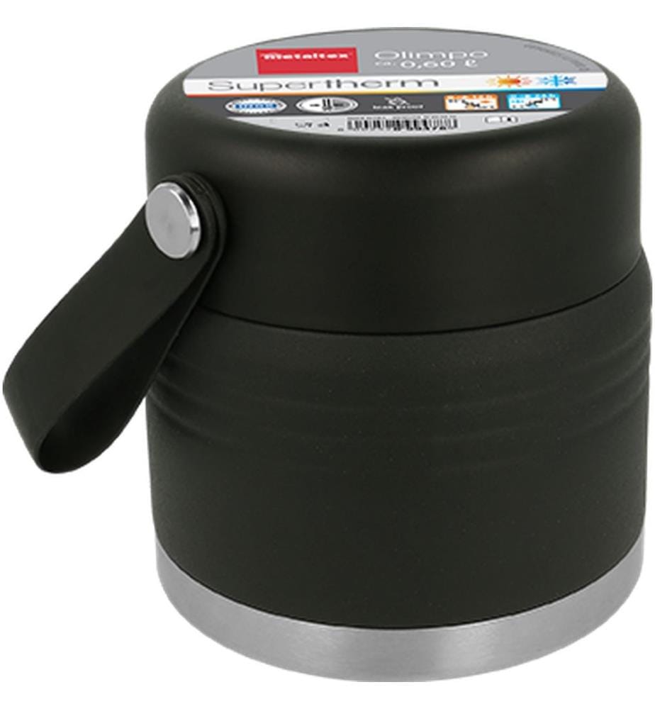 Récipient Isolant en Acier Inoxydable 0,5L, 11,5x11,2 cm - Noir