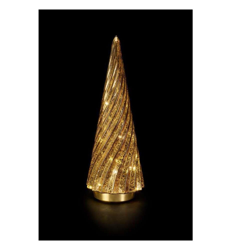 Arbre en Verre, 15 LEDs, Ø12 cm - Marron