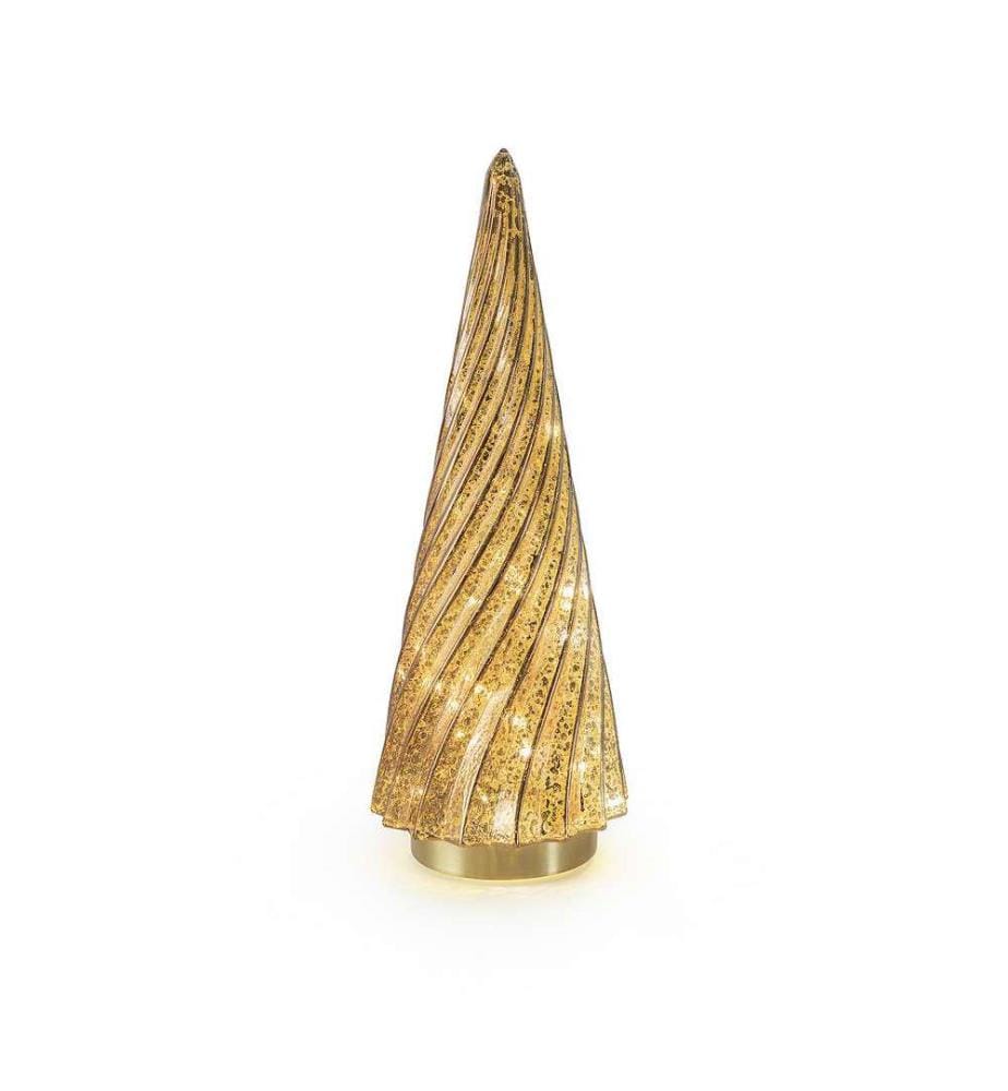Arbre en Verre, 15 LEDs, Ø12 cm - Marron