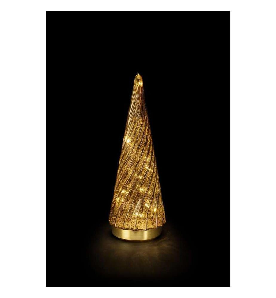 Arbre en Verre, 12 LEDs, Ø10 cm - Marron