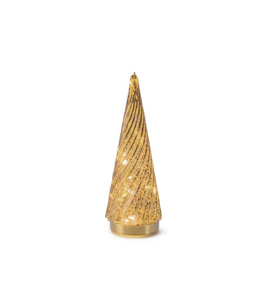 Arbre en Verre, 12 LEDs, Ø10 cm - Marron