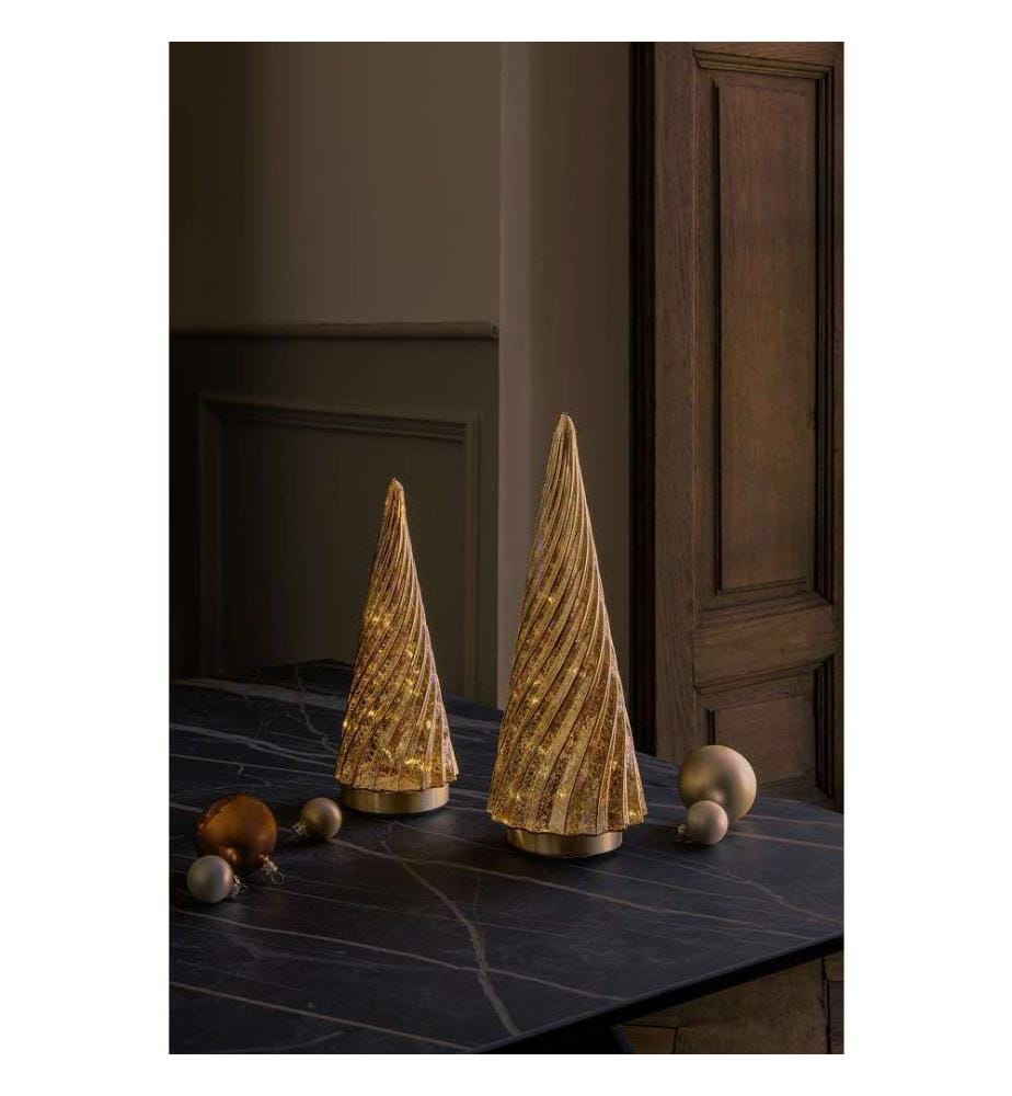 Arbre en Verre, 12 LEDs, Ø10 cm - Marron