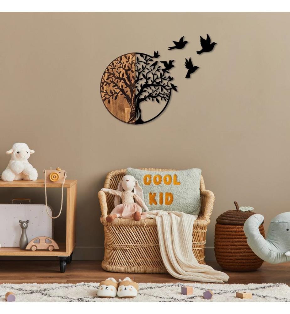 Accessoire mural décoratif en bois - Noir, Noyer