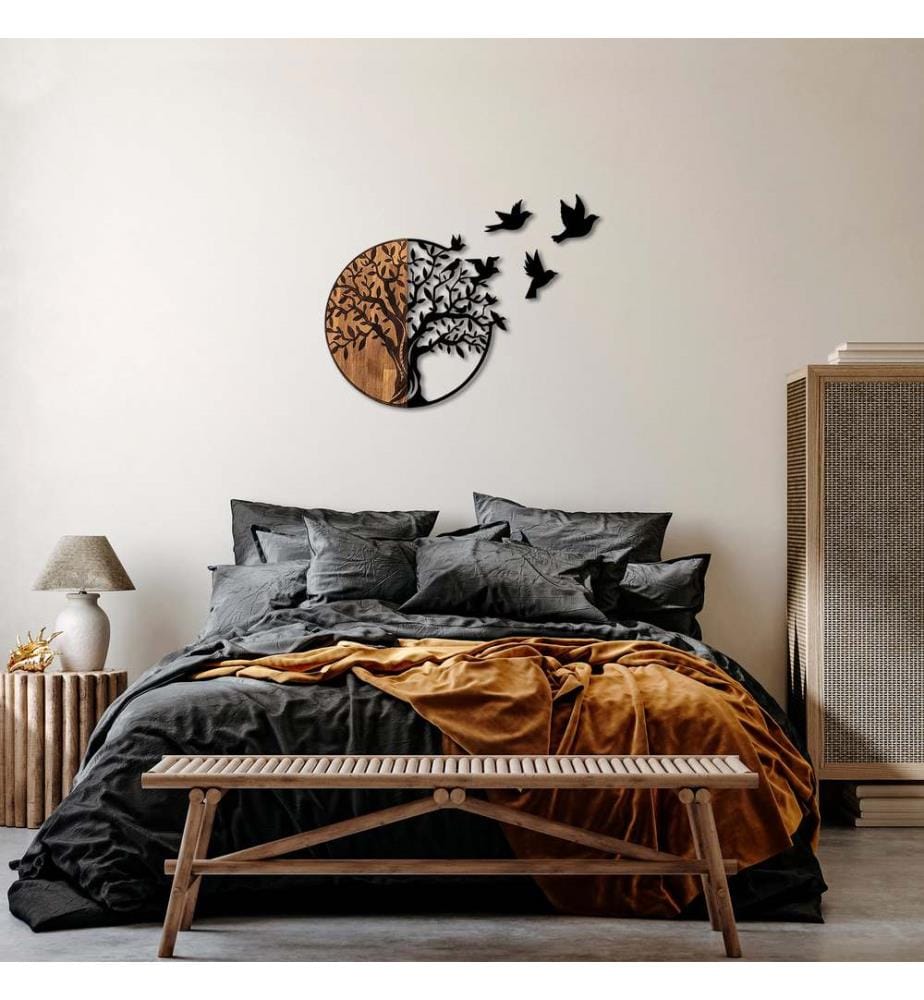 Accessoire mural décoratif en bois - Noir, Noyer