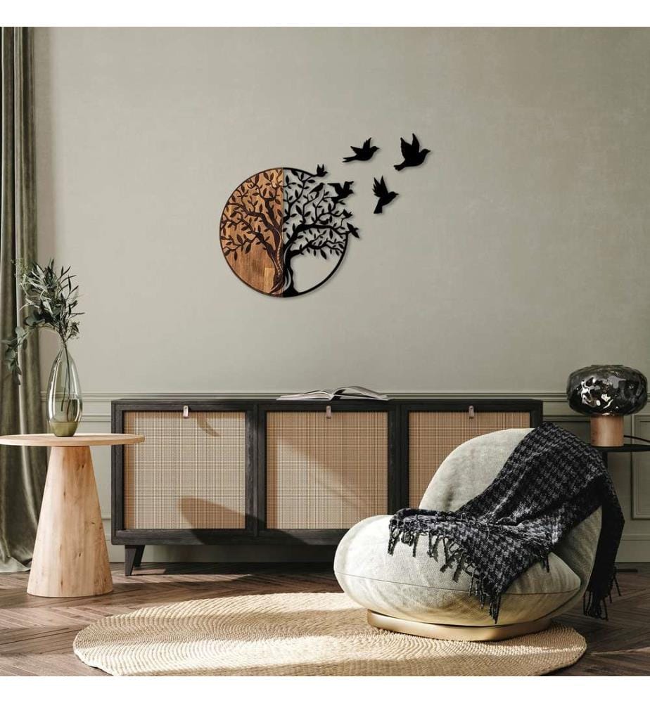 Accessoire mural décoratif en bois - Noir, Noyer
